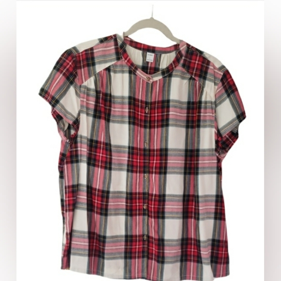 Old Navy Like New Ladies L Plaid Short-Sleeve Blouse - Picture 1 of 7